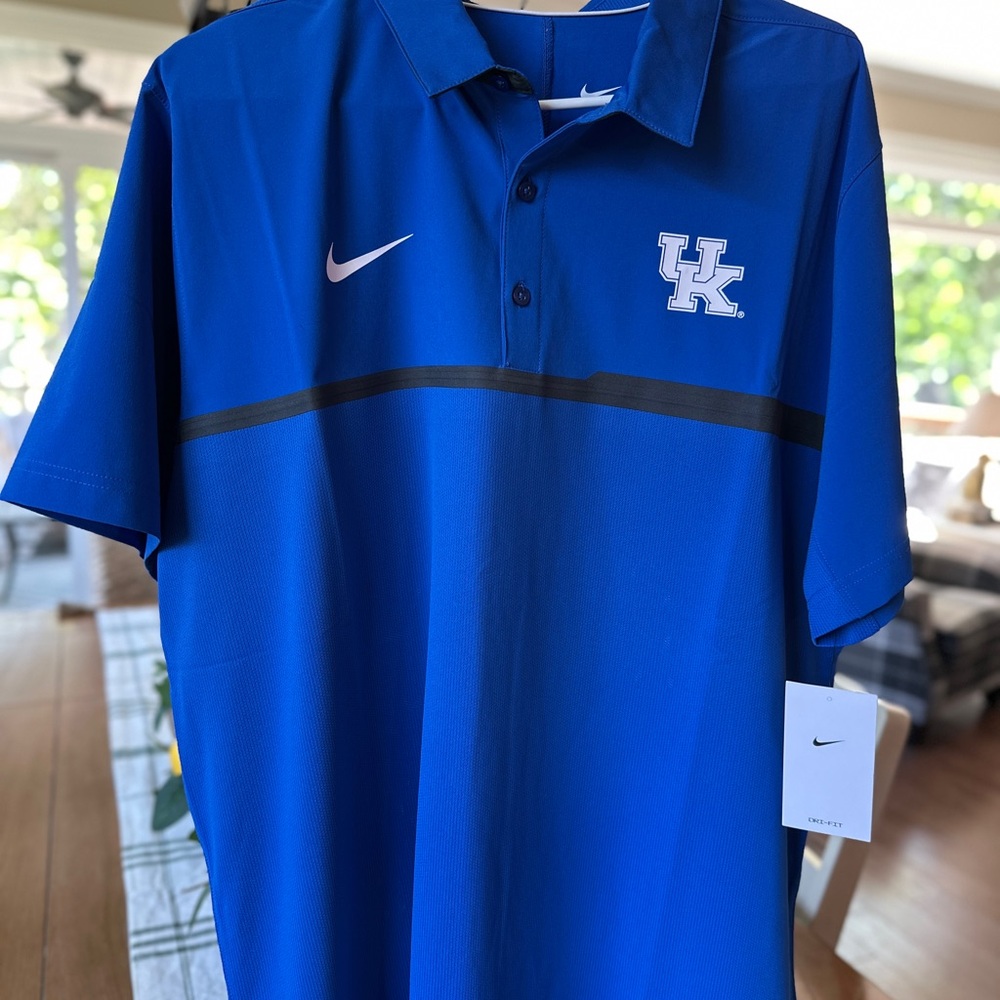 Nike Blue University of Kentucky Performance Polo Shirt with Stripe Detail